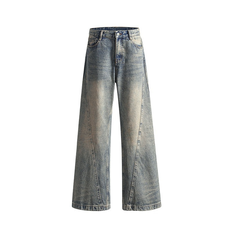 Denim men's summer cleanfit distressed washed micro flared pants