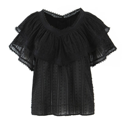 Lace lace loose top shirt