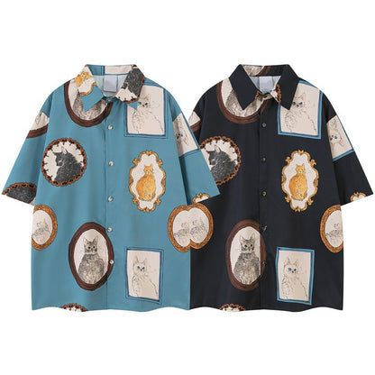 Short Sleeve Shirt Summer Lazy Style Casual Loose Drape Shirt