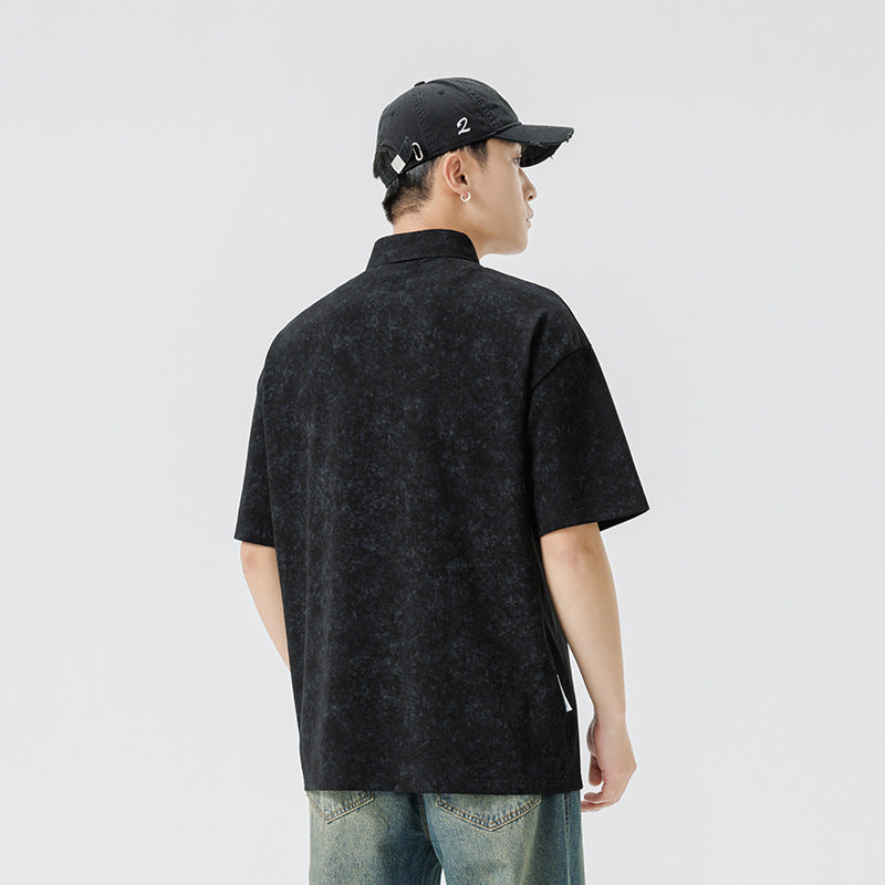 Tie dye short sleeved polo shirt for men in summer