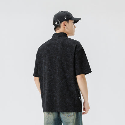 Tie dye short sleeved polo shirt for men in summer