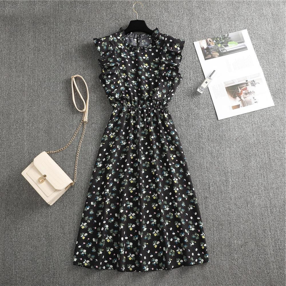 Dress summer polka dot chiffon skirt European and American loose and versatile mid-length skirt