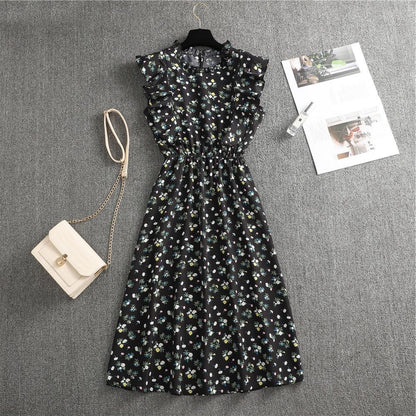 Dress summer polka dot chiffon skirt European and American loose and versatile mid-length skirt
