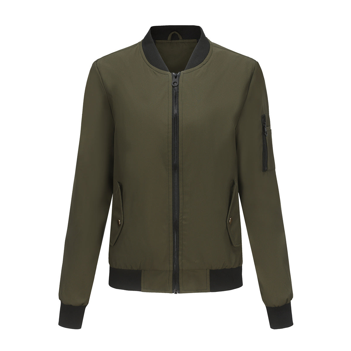 Stand up collar long sleeved loose jacket
