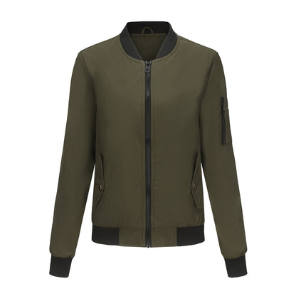 Stand up collar long sleeved loose jacket