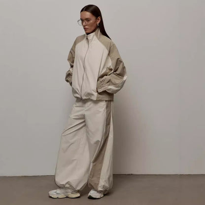 Drawstring sports jacket and pants set