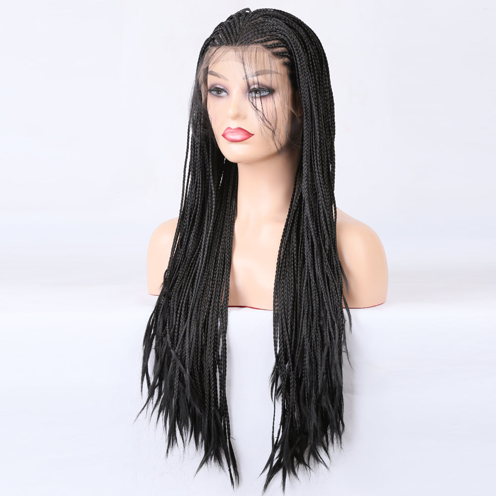 Lange synthetische pruik met gevlochten box braids
