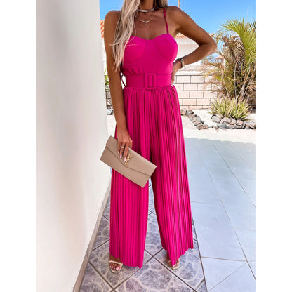 Sexy Strapless Pleated Jumpsuit Spring Summer New Style INS Casual Vacation Multi-color Jumpsuit