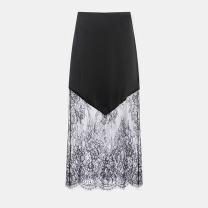 Commuting style lace patchwork high waisted skirt