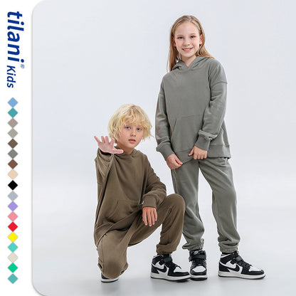 Kinder effen katoenen joggingpak unisex