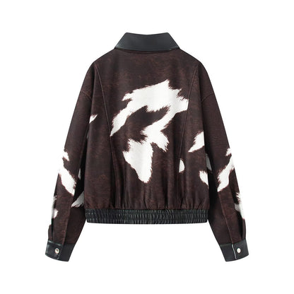 Imitation leather splicing jacket