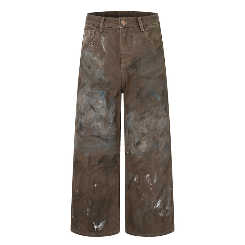 Desert Vibes Graffiti Print Wide-Leg Trendy Denim Pants