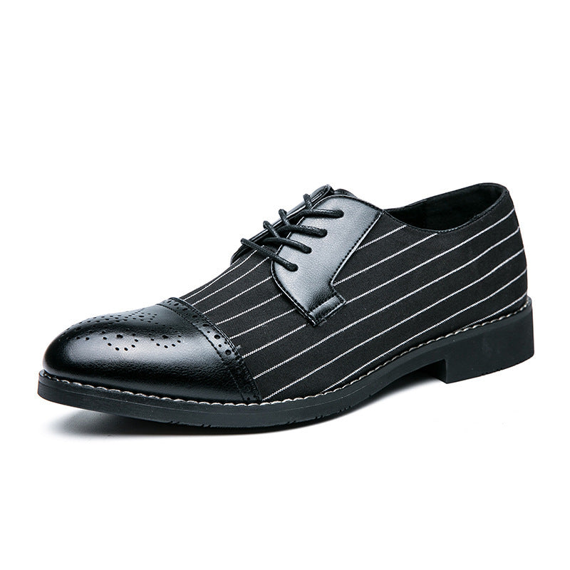 Britse stijl gestreepte ademende nette leren schoenen