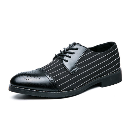 Britse stijl gestreepte ademende nette leren schoenen