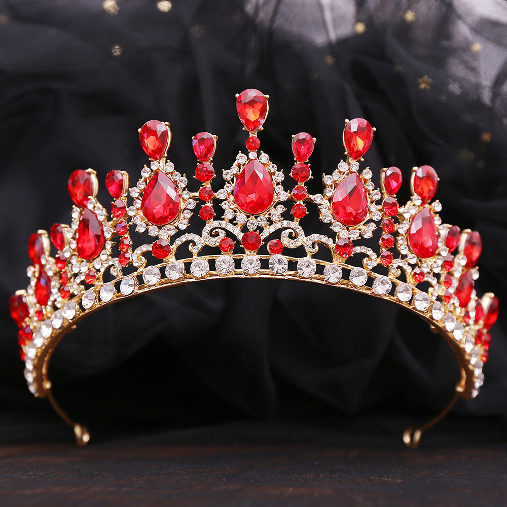 Bride Crown Baroque Water Drop Diamond Princess Crown Performance Birthday Headwear Wedding Dress Accessories