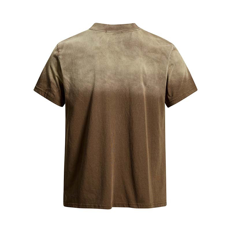 Wash and make old letter printed gradient short sleeves