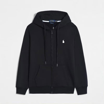 Thin RL hooded cardigan solid color sweatshirt embroidered loose plus size Polo jacket sweatpants