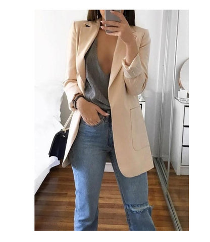 European and American fashion collar slim fit cardigan temperament suit jacket for women