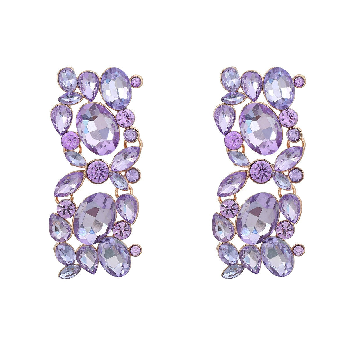 Full diamond square women's alloy inlaid diamond exaggerated earrings