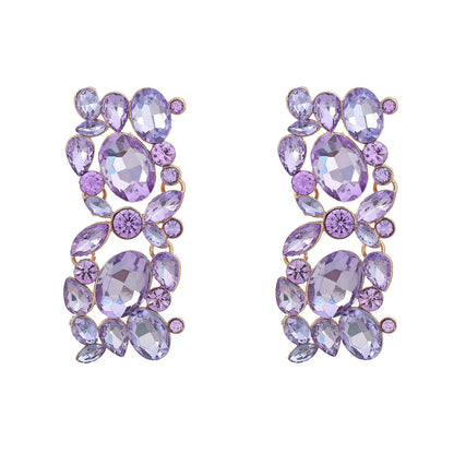 Full diamond square women's alloy inlaid diamond exaggerated earrings