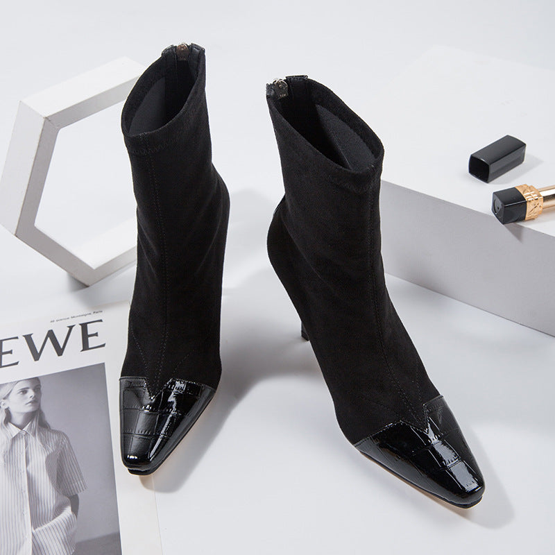 Women's Shoes With Pointy Toes And Thin Heels Short Boots New Style Pointy Toes Boots In Autumn And Winter High Heels And Thin Boots