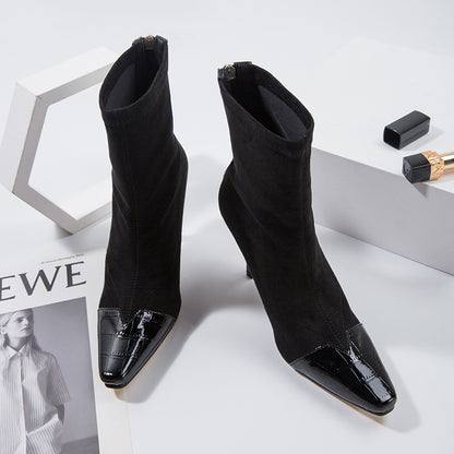Women's Shoes With Pointy Toes And Thin Heels Short Boots New Style Pointy Toes Boots In Autumn And Winter High Heels And Thin Boots