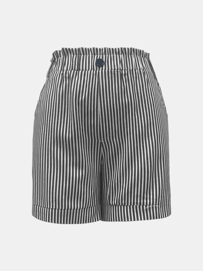 Shorts met hoge taille zakken en strepen