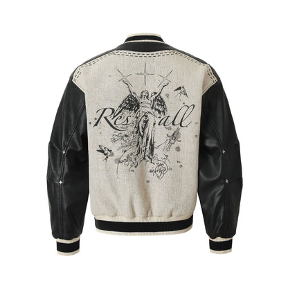 Printed leather jacket