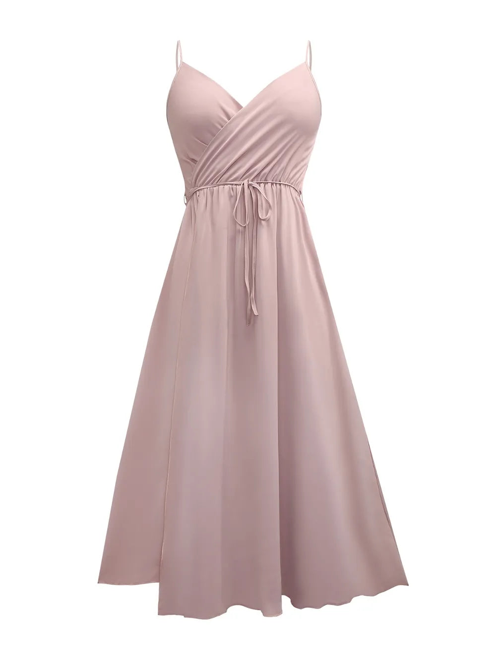 Elegante maxi-jurk met V-hals split en spaghettibandjes