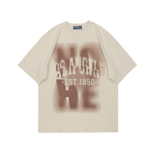 T-shirt met korte mouwen en inkjetprint met kleurverloopletters