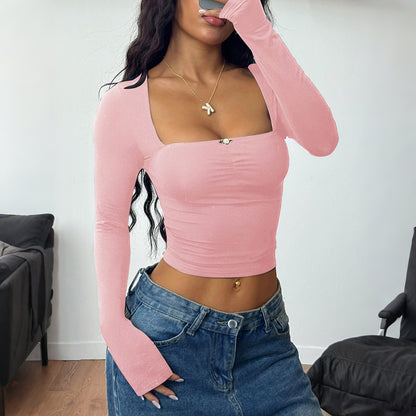 Solid Color Long Sleeve Base Shirt T-shirt Women's Summer