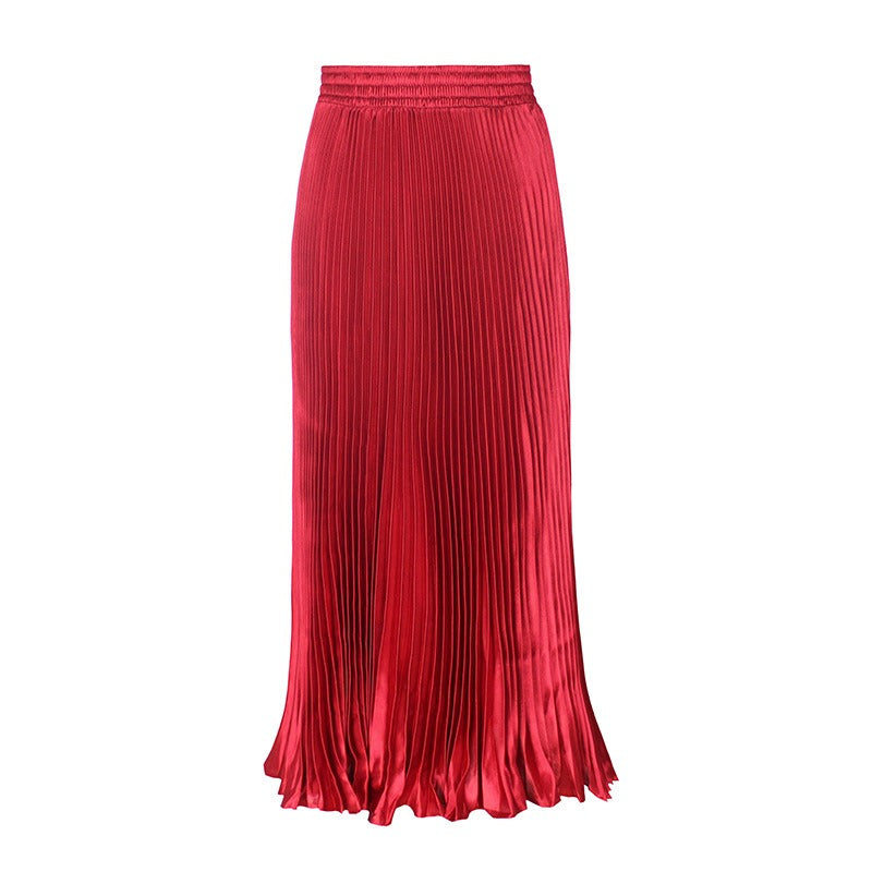 Glossy pleated skirt long accordion skirt long skirt skirt