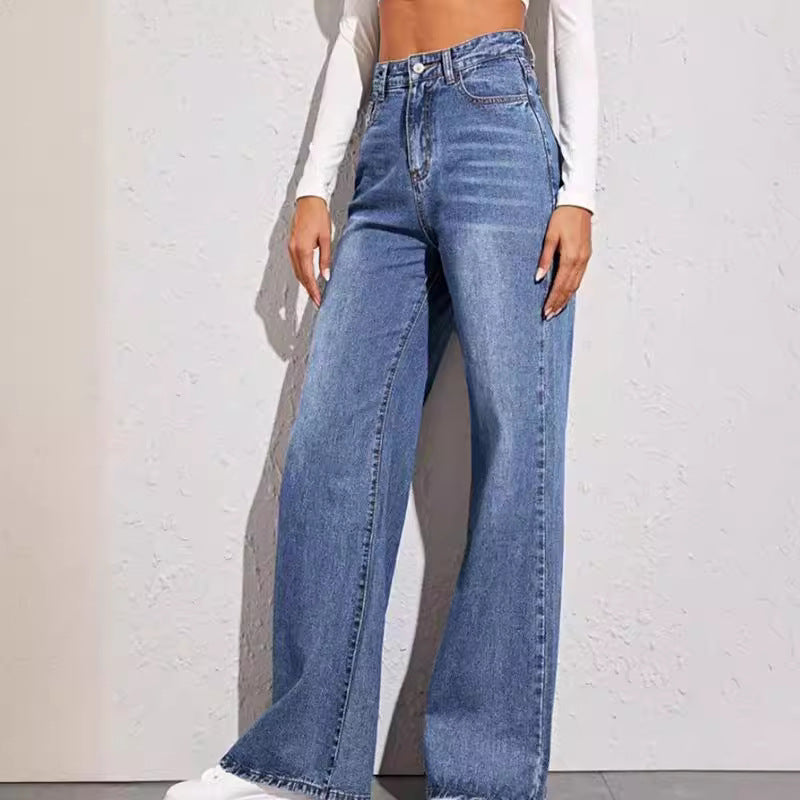 Jeans met wijde pijpen en hoge taille voor dames
