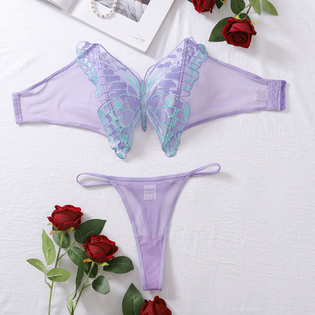 Sexy lingerie sexy women's mesh embroidery bow lingerie erotic set