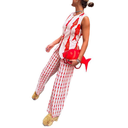 Vest and Long Pants Printed Set