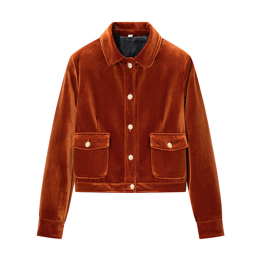 Modieuze fluwelen jas casual en veelzijdig klassiek design