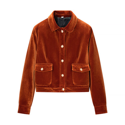 Modieuze fluwelen jas casual en veelzijdig klassiek design