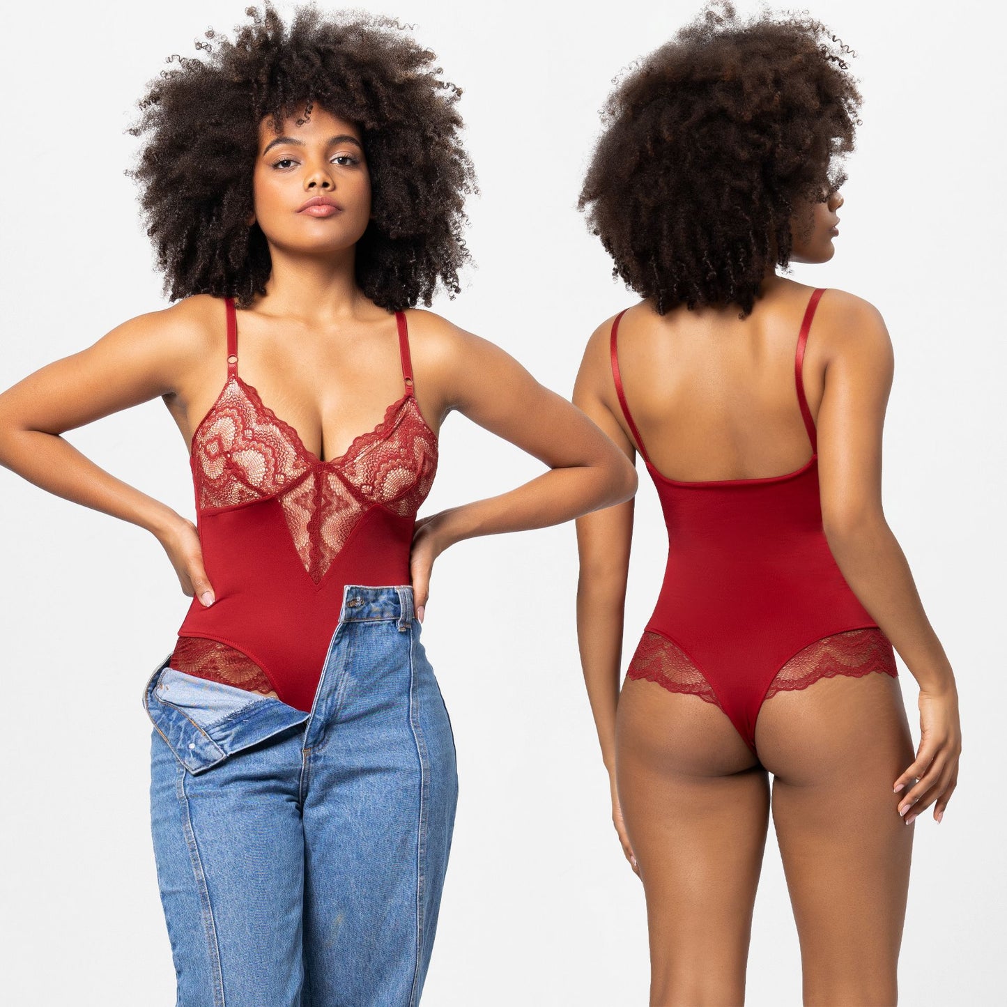 Lace Splicing Sexy Strap Bodysuit for Women Plus Size
