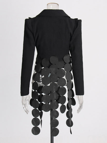 Elegant women's suit jacket with spliced round piece design