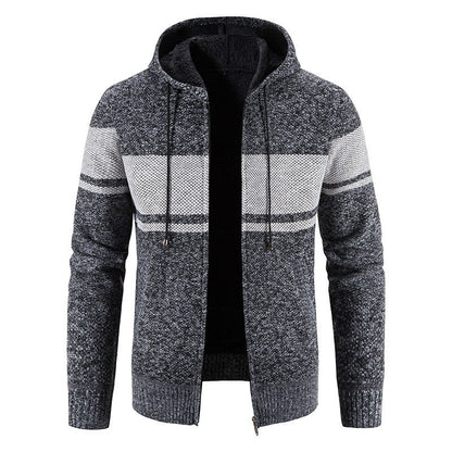 Spring and Autumn Men's Hooded Knitted Cardigan