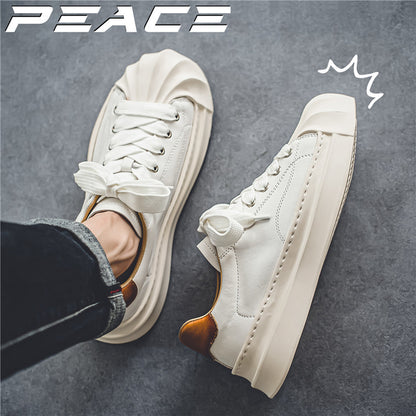 Lage casual leren sneakers met aparte neus voor heren
