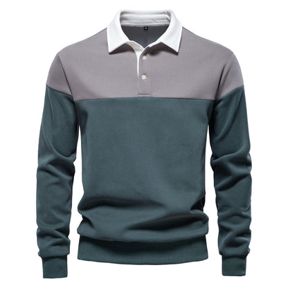 Mens Long Sleeve Polo Collar Sweater