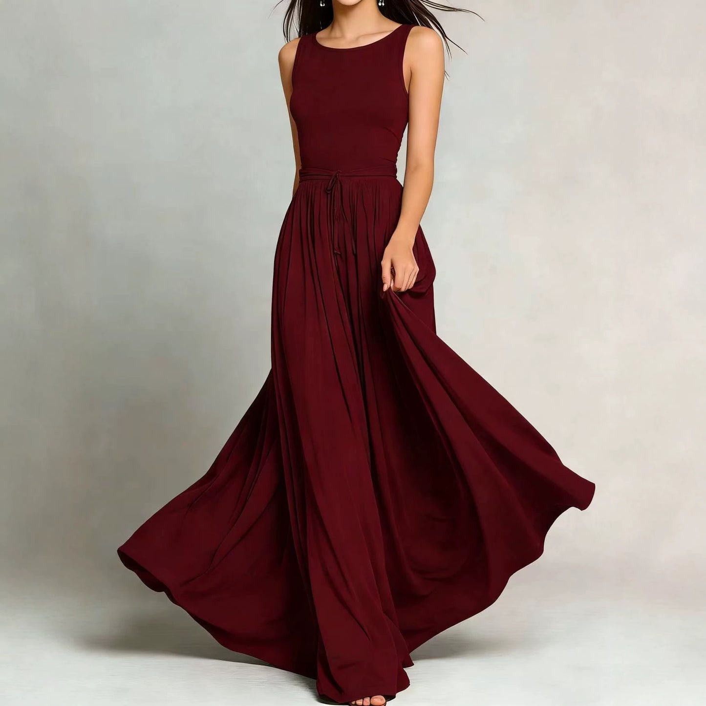 Sleeveless Pocket Long Dress