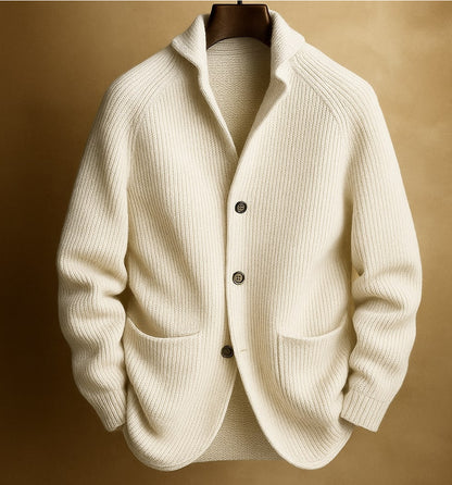 Gentleman's Knitted Three-Button Notch Lapel Cardigan