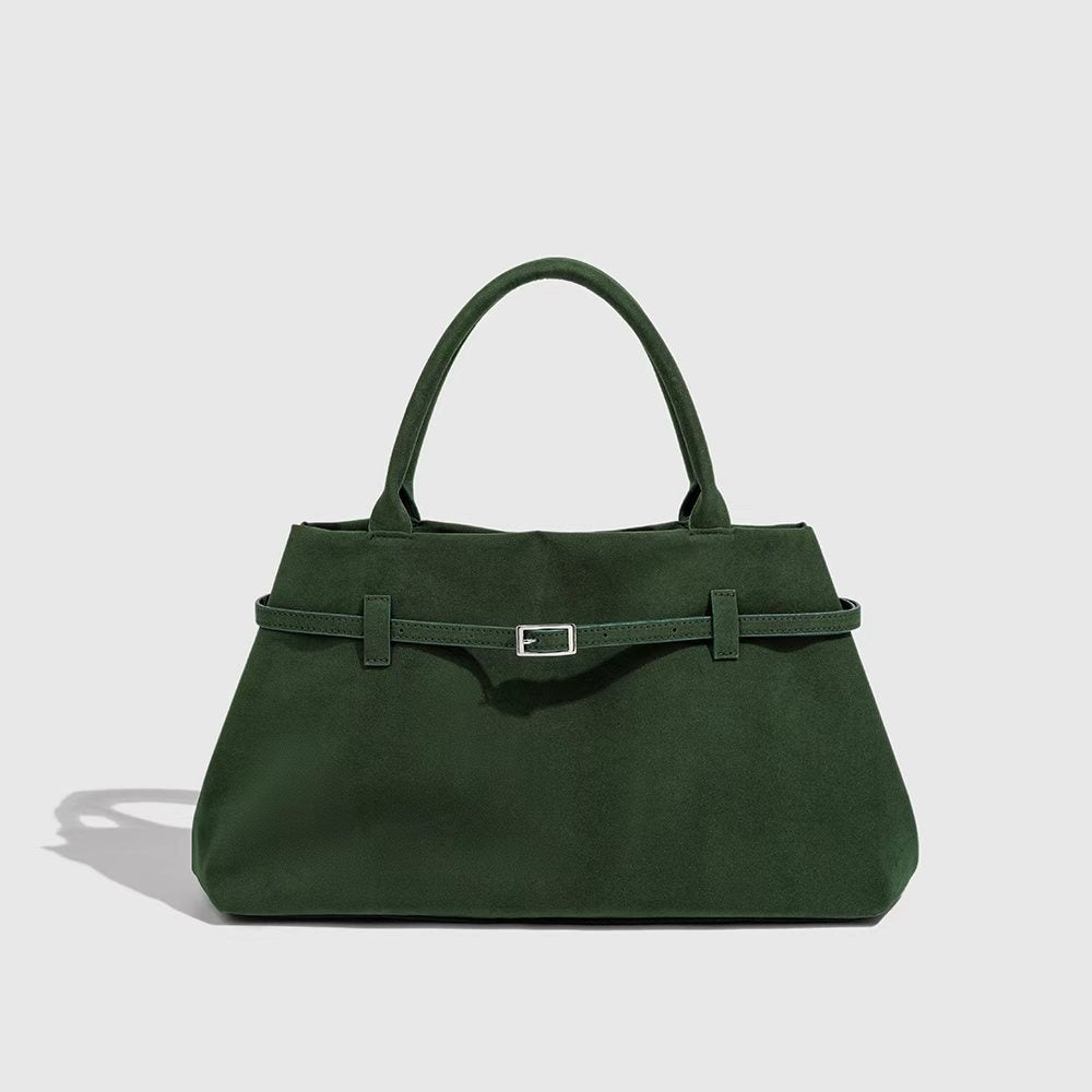 Suede Belt Buckle Tote Bag