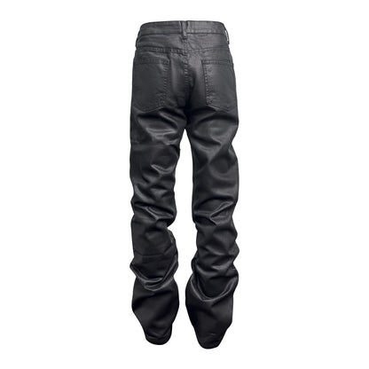 Designer Zip Black Roxed Denim Pants Heren