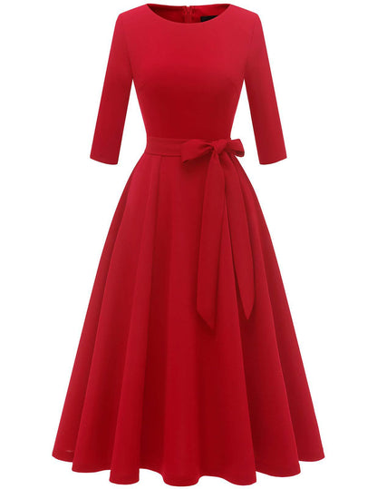 Retro Elegant Women's Evening Dress with Oversized Hem