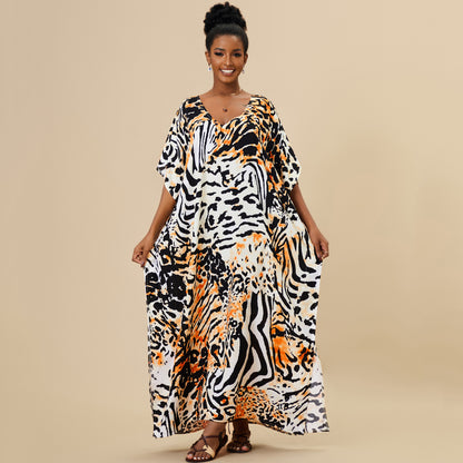 Loose-Fitting Rayon Beach Cover-Up Dress