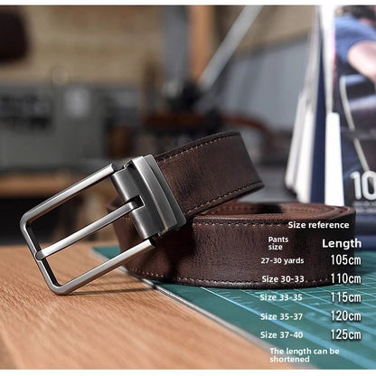 Handmade Top Layer Cowhide Belt Vintage Pin Buckle Mens Genuine Leather