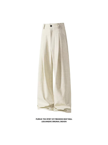 Loose Wide-Leg Straight Floor-Length Trousers